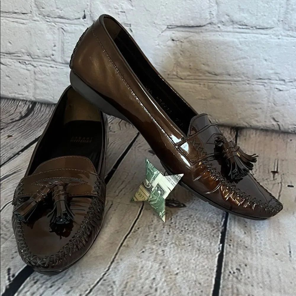 * Stuart Weitzman Patent Leather Tassel Loafers